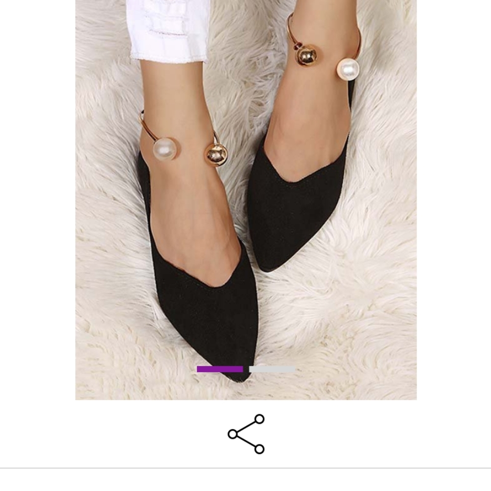 Black Imitation Pearl Pointed Flats